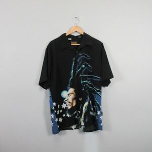 Bob Marley Dragonfly Mens Hard Rock Cafe Button Up Shirt Size L Vintage y2k